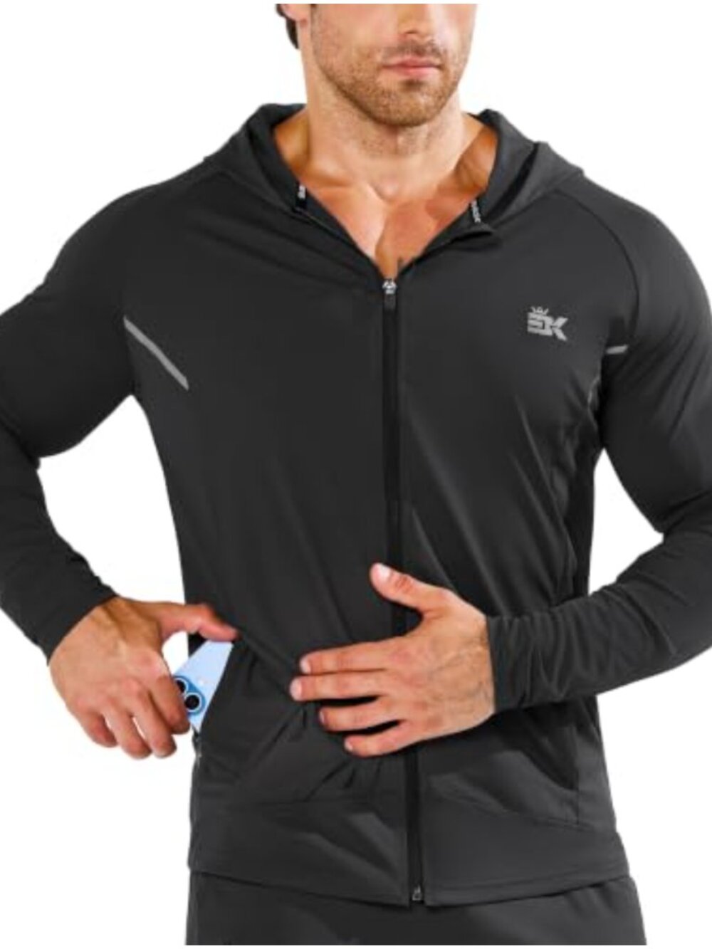 Mens Zip Up Running Hoodie UPF 50+ Windbreaker Jacket Lightweight